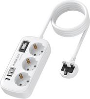 Kelionės adapteris JK adapteris Anglija Vokietija kištukas 7 in 1 lizdo adapteris Anglija su 3AC 2 USB C ir 2 USB A Kelionės adapteris G tipo adapteris Londonas Malta Airija Dubajus Adapteris iš JK į ES