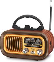 PRUNUS J-150 AM/FM/SW retro radijo imtuvas, mažas, lagaminėlio radijo imtuvas, maitinamas 1200 mAh baterija arba D elementų baterijomis, senovinis radijo imtuvas su "Bluetooth", palaiko USB/TF kortelės funkciją, aukso spalvos