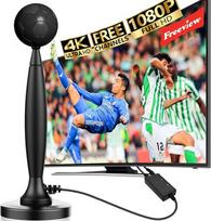 Televizijos antena su magnetiniu pagrindu - 4K HD skaitmeninės televizijos antena vietiniams kanalams - sustiprinta HDTV antena 360° dideliu priėmimo diapazonu su signalo stiprintuvu - TV antena palaiko visus