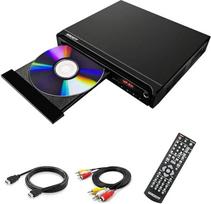 WISCENT DVD grotuvas televizoriui su HDMI/AV/koaksialiniu išėjimu (HDMI kabelis pridedamas), USB 2.0 medijos grotuvas, be jokių regionų, mini kompaktiškas DVD/CD grotuvas