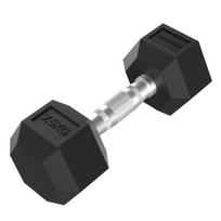 Hanteliai TUNTURI Platinum Hex Rubber Dumbbell, 1-50kg (Svoris: 1 x 7,5 kg)