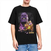 Vyriški marškinėliai Infinity War Thanos Vitražiniai marškinėliai 100% medvilnės Viršūnės Marškinėliai Vasaros Y2k Retro Trumpomis Rankovėmis Sportiniai Marškinėliai S juoda