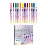 12 Colors/Set Nail Markers For Nail Art 0.5mm Nail Polish Pens Set Waterproof Quick-Drying Nail For Diy Nails Art Design