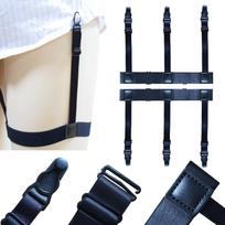 Men's Nylon Garter Belt: Wrinkle-Resistant Black Shirt Leg Ring juoda