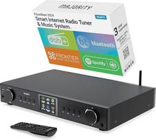 "Majority Fitzwilliam Hi-Fi" imtuvas - internetinis radijas skaitmeninis radijas DAB / DAB + FM - "Spotify connect" - "Bluetooth" - nuotolinio valdymo pultas - USB ir AUX jungtis - WLAN - skaitmeninės ir analoginės jungtys (juoda)