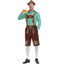 Vyriškas Miuncheno Oktoberfest kostiumas: Vokiškas marškinėlis, kombinezonas ir kepurė trijų dalių rinkinys Medium