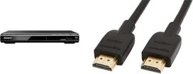 "Sony DVP-SR760H" DVD grotuvas / CD grotuvas (HDMI, 1080p didinimas, USB įvestis, "Xvid" atkūrimas, "Dolby Digital") ir "Amazon Basics" didelės spartos HDMI 2.0 kabelis, Ethernet, 3D, 4K vaizdo atkūrimas ir ARC