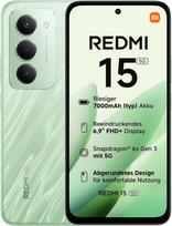 "Xiaomi Redmi 15 5G", išmanusis telefonas, 8 + 256GB, 6,9 colių FHD+ DotDisplay 144 Hz, "Snapdragon 6s Gen 3", 6 nm procesas, aštuonių branduolių procesorius, 50 MP pagrindinė kamera, 7000 mAh, žalias