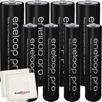 8 pakuotės "Panasonic eneloop Pro XX" baterijų, 4x AA ir 4 AAA - "Kraftmax" naujausios kartos aukštos kokybės įkraunamos baterijos "Kraftmax" baterijų dėžutėse V5