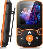 AGPTEK MP3 grotuvas "Bluetooth 5.0 Sport 32GB su 1,5 colio TFT spalvotu ekranu Mini muzikos grotuvas su klipu, palaiko iki 128GB SD kortelę