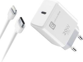 Cellularline | Network Charger | 20W USB-C Mains Charger for Charging at Maximum Speed from iPhone 8 and above with USB-C to Lightning Cable