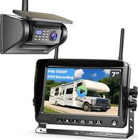 GREENAUTO Saulės atbulinės eigos kamera belaidė su 7 colių 1080P monitoriumi: 9600 mAh akumuliatorius 1 minutė "pasidaryk pats" įrengimo IP69K vandeniui atspari Ultra HD IR naktinio matymo atbulinės eigos kamera automobiliui, sunkvežimiui, furgonui, visur