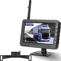 NHOPEEW Belaidis automobilio atbulinės eigos kameros rinkinys su 4,3 colio monitoriumi, reguliuojamos parkavimo linijos, IP68 vandeniui atspari automobilio galinio vaizdo kamera, naktinis matymas, platus kampas, nereikia laidų