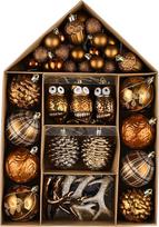 Valery Madelyn ornamentai Kalėdų eglutėms, 70K bronzos vario ir aukso atsparus dužimui Kalėdų eglutės ornamentai Miško rudos spalvos pakabinami rutuliniai ornamentai urmu, skirti Kalėdų atostogų dekoracijoms
