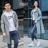 Korean Style Women's Mid-Length Waist-Hugging Waterproof Windbreaker Raincoat for Electric Vehicles L