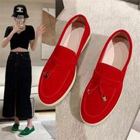 New single one-pedal loafer beanie shoes women's foot rubber 35 raudona