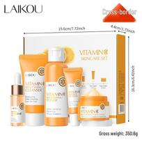 Laikou Vitaminas C Odos priežiūros rinkinys: Prausiklis, Tonikas, Serumas, Paakių kremas, Esencijos kremas.