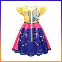 Movie K-Pop Rumi Cosplay Costume Halloween Carnival Rumi Hunters 3D Printed Pattern Yellow Blue Flying Sleeve Dress Up for Girl 110 CM
