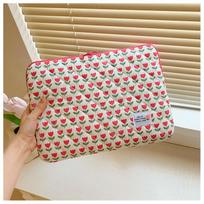 Korean Style Cute Floral 16-Inch Laptop & iPad Protective Handbag Small raudona gėlės spalva