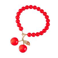 Exaggerated Cherry Necklace Unique Resin Design Clavicle Chain Charm for Fashion Forward Young Women and Trendsetters raudona