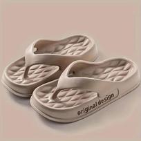 Women's & Men's Thick-Soled Summer Flip-Flops: Non-Slip, Fashionable Home & Outdoor Slippers for Couples 38-39 šviesios kavos spalvos