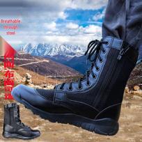 Men's High-Top Mesh Boots - Breathable, Wear-Resistant, Side Zipper Canvas Combat Shoes for Summer & Spring. 40