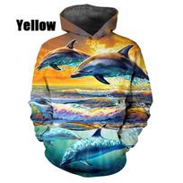 Madingi gobtuvai Naujovė 3D delfinų bliuzonai Vyrams Moterims Laisvalaikio ilgomis rankovėmis Puloveriai Harajuku Streetwear Gobtuvai S
