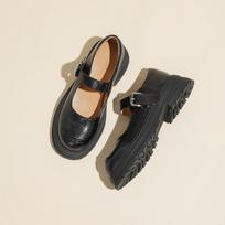 Retro college style word with platform loafer small leather shoes women's 2025 new with skirt versatile JK Mary Jane shoes 35 juoda