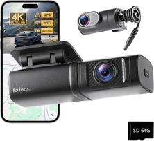 "Faas Dash Cam" priekinė ir galinė automobilio vaizdo kamera - 4K dviguba prietaisų skydelio vaizdo kamera - 64GB "Micro SD" - G jutiklis, laiko intervalas ir naktinis matymas - parkavimo režimas ir įrašymas kilpa - juoda