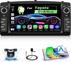 "Hikity" 2G + 64G automobilinis radijas "Toyota Corolla E120" 2000-2006 m. "Android" stereo automobilinis GPS su belaidžiu "Carplay" "Android" automobilinis radijas FM/RDS WiFi + atbulinės eigos kamera + mikrofonas - 7 colių jutiklinis ekranas