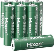 "Hixon" 8 ličio AA baterijų pakuotė, patvarios įkraunamos 1,5 V AA baterijos 3000 mWh (1,5 V 2000 mAh), įkrovimo ciklai iki 1600+