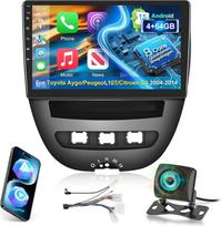 8 branduolių 4G+64G Qualcomm automobilinis radijas Toyota Aygo/Peugeot 107/Citroen C1 2004-2014 su belaidžiu Carplay Android Car, Android 15 10,1 colių jutiklinio ekrano radijas su WiFi, GPS, Bluetooth 5.1, FM/RDS, DSP