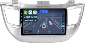 Cadley Android 14 automobilinis radijas Hyundai Tucson 2015-2019 su belaidžiu Apple CarPlay, Android Car, Mirror Link, GPS navigacija, Bluetooth 5.0, WiFi, USB, Navi, FM + atbulinės eigos kamera