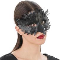 Chaks - Rabenmaske aus Kunstleder, Halbmaske mit Federoptik & Schnabel, Kostüm Accessoires für Halloween & Karneval