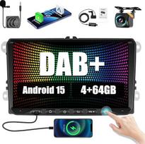 Hikity DAB/DAB+ [4+64GB] Android 15 automobilinis radijas VW Golf 5 6 Passat Polo Tiguan Touran Caddy Skoda Radijas CarPlay Android automobilinis belaidis ekranas 9 colių BT Mirror Link navigacija GPS AI DSP WiFi FM RDS