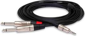 Hosa HMP-003Y, Pro Stereo Breakout, REAN 3.5 mm TRS to Dual 1/4 in TS, 3 ft