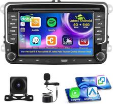Inefala Android Autoradio für VW Golf 5 6 Passat B6 B7 Jetta Polo Touran Caddy Sharan Seat 4+64G mit Wireless CarPlay Android Auto, 7 Zoll Bildschirm mit FM RDS 32EQ GPS Bluetooth WiFi SWC DAB