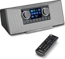 MEDION P85333 Internetinis radijas su DAB+ (WLAN, FM, "Spotify Connect", "Amazon Music", DLNA, USB, ausinių lizdas, AUX, stereofoninis linijinis išėjimas, miego laikmatis) Pilka
