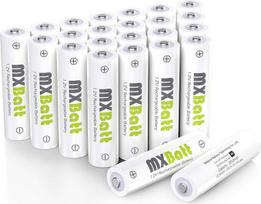 MXBatt baterijos AA įkraunamos "Nimh" 1,2 V 3200 mAh dvigubos A tipo baterijos su mažu savaiminiu išsikrovimu, 24 vnt.