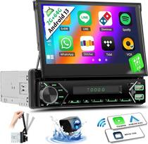 OiLiehu 2+64G Android 13 automobilinis radijas 1Din su belaidžiu CarPlay Android automobilis, 7 colių IPS rankiniu būdu ištraukiamas ekranas su GPS WiFi Bluetooth Mirror Link FM RDS SWC AUX USB/Type-C EQ + atbulinės eigos kamera