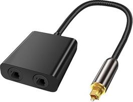 XMSJSIY Optinio kabelio skirstytuvas 1 į 2 išvestis Toslink skaitmeninis garso skaidulų optinis adapteris Toslink 1 vyriškos ir 2 moteriškos dvigubo prievado jungiklio selektorius Auksu dengta jungtis televizoriui CD DVD stiprintuvui Soundbar