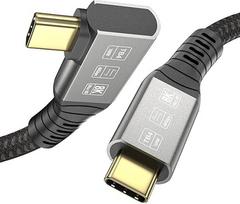 "ConnBull" kabelis "Thunderbolt 4", 1,2 m, TB4 kabelio kampas 90 laipsnių, perdavimo sparta 40Gbit/s/8K @ 60 Hz vaizdo / 100 W įkrovimas, suderinamas su "Thunderbolt 3/USB4", "MacBook", "eGUP