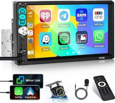 "Hikity" automobilinis radijas 1 DIN "Carplay Android" automobilis su "Bluetooth" laisvų rankų įranga 7 colių jutiklinis ekranas su "Mirror Link" FM/EQ/AUX/SD+ atbulinės eigos kamera + mikrofonas
