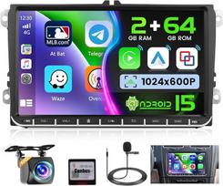 "Ohradio" 2G + 64G "Android 15" automobilinis radijas VW Golf Polo Tiguan Touran Caddy Passat Seat Stereo su 9 colių jutikliniu ekranu Belaidis CarPlay Android automobilinis GPS FM/RDS radijas WiFi 2USB + atbulinės eigos kamera + mikrofonas