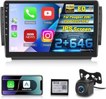2G + 64G "Android" automobilinis radijas "Peugeot 208/2008" 2012-2018 m. su belaidžiu "Carplay" ir "Android Car", 10 colių 2 DIN radijo imtuvas su GPS/WiFi/Bluetooth/EQ/FM RDS radiju