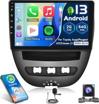 2G + 64G Android 13 automobilinis radijas Toyota Aygo/Peugeot 107/Citroen C1 2004-2014, 10,1 colio jutiklinis ekranas, belaidis Carplay ir Android Car/GPS/WiFi/Bluetooth/EQ/FM RDS radijas