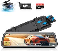 4K Dash Cam 10 colių veidrodis Dash Cam su galinio vaizdo kamera 170 ° plataus kampo Dash Cam automobilio veidrodis priekinis galinis su 64G SD kortele Dashcam galinio vaizdo veidrodis su WDR naktinio matymo atbulinės eigos pagalba parkavimas