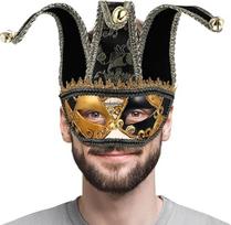 BESTOYARD Venecijos kaukė Vyrų pusės veido kaukė maskarado vakarėliui (juoda)