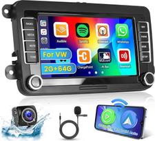 Hikity Wireless Carplay Car Radio for VW Golf 5 6 V VI Passat Polo Caddy Tiguan EOS Scirocco 2 + 64G Android 13.7 Inch Double DIN Radio with GPS Android Car Bluetooth WiFi RDS FM Mic Reversing Camera