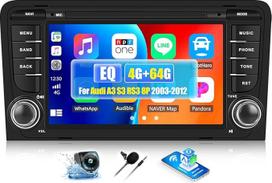 OiLiehu 4+64G Android 13 automobilinis radijas 2Din Audi A3 S3 RS3 8P 2003-2012 su belaidžiu Carplay Android Car 7 colių automobilinis radijas su ekrano navigacija Bluetooth GPS WiFi Mirror Link FM RDS EQ SWC atbuline eiga